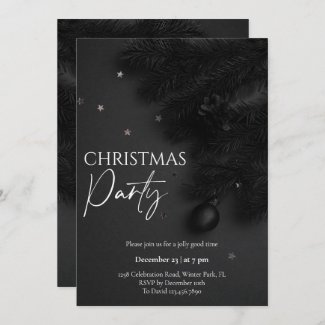 Black Botanical Modern Christmas Party