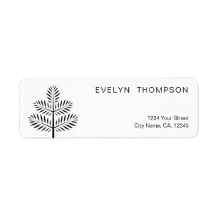 Black Botanical Tropical Branch Return Address Label