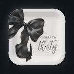 Black Bow 30th 40th 50th Birthday  Paper Plates<br><div class="desc">Coquette Black Bow 30th Birthday Paper Plates. Use for any age!</div>