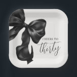 Black Bow 30th 40th 50th Birthday  Paper Plates<br><div class="desc">Coquette Black Bow 30th Birthday Paper Plates. Use for any age!</div>