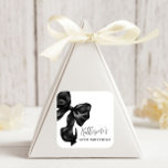 Black Bow 30th 40th 50th Birthday  Square Sticker<br><div class="desc">Coquette Black Bow 30th Birthday stickers. Use for any age!</div>