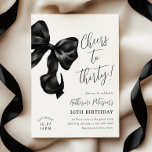 Black Bow 30th Birthday  Invitation<br><div class="desc">Coquette Black Bow 30th Birthday Invitation</div>