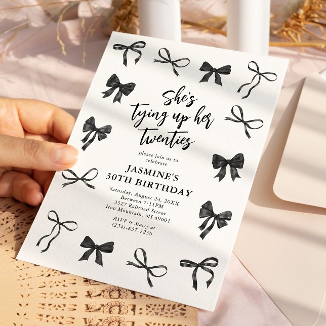 Black Bow 30th Birthday Party Invitation (Creator Uploaded)