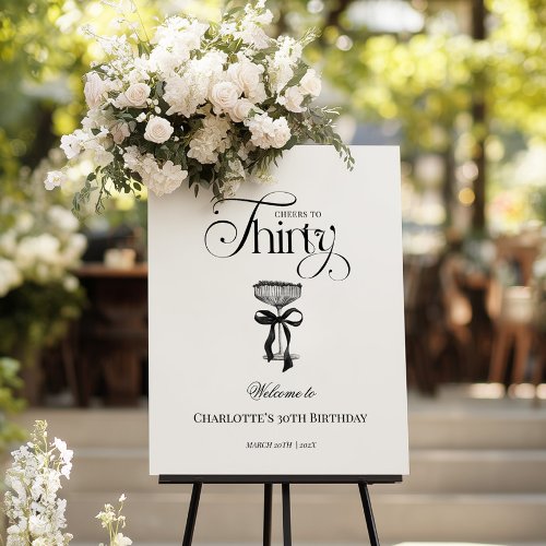 Black Bow 30th Birthday Welcome Sign