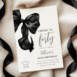 Black Bow 40th Birthday  Invitation<br><div class="desc">Coquette Black Bow 40th Birthday Invitation</div>