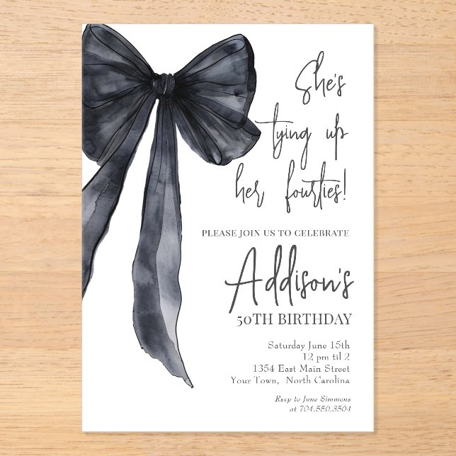 black bow 50th Birthday Party Invitation (Front)