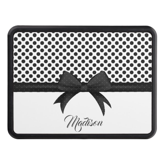 Black Bow and Dots Pattern Hitch Cover (Front)