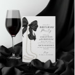 Black Bow and Pearl 30th Birthday Party Invitation<br><div class="desc">Mark a milestone in style with our Black Bow and Pearl 30th Birthday Party Invitation. This sophisticated design blends the timeless elegance of a black bow with the classic charm of lustrous pearl accents, creating a stunning invitation that sets the tone for a memorable celebration. Whether it's an intimate gathering...</div>
