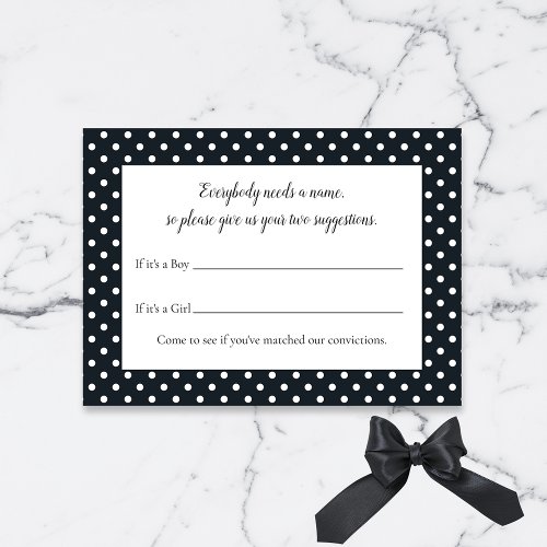 Black Bow Baby Name Suggestion Baby Shower Game Enclosure Card