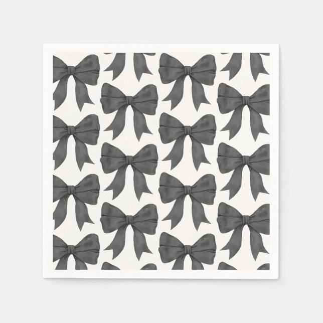 Black Bow Baby or Bridal Shower, Birthday Party Napkins (Front)
