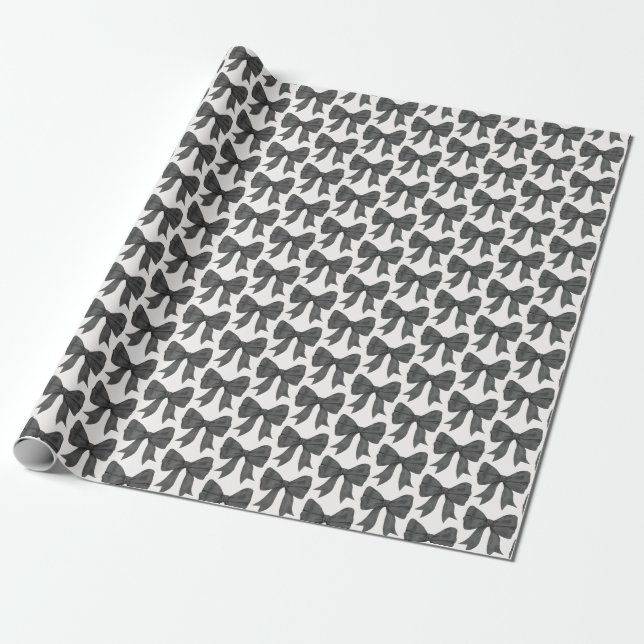 Black Bow Baby or Bridal Shower, Birthday Party Wrapping Paper (Unrolled)