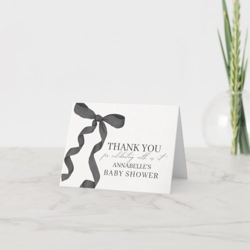 Black Bow Baby Shower Blank Thank You Card