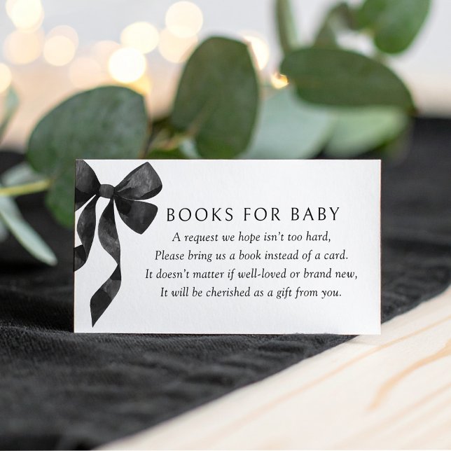 Black Bow Baby Shower Books for Baby Enclosure Card (Creator Uploaded)