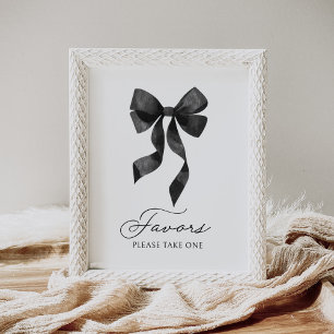 Black Bow Baby Shower Favors Sign