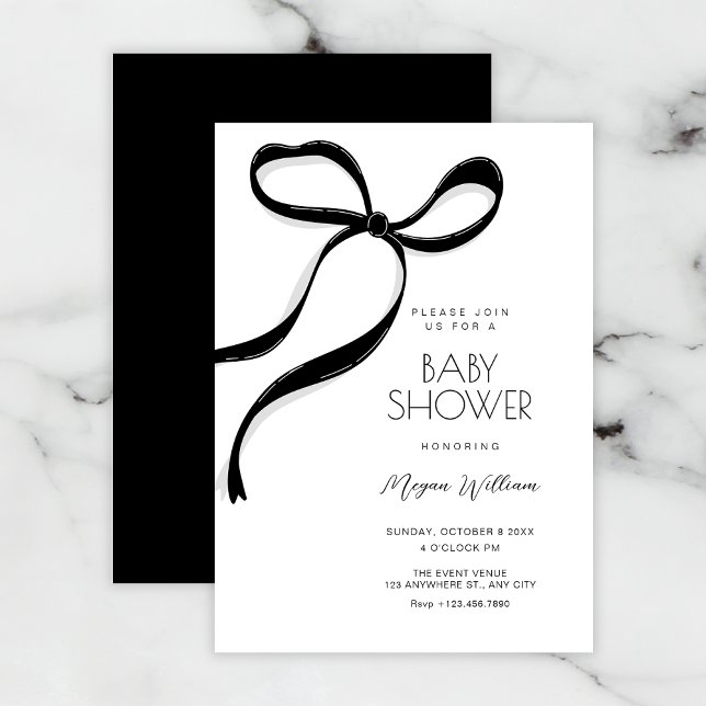 Black bow baby shower invitation (Creator Uploaded)