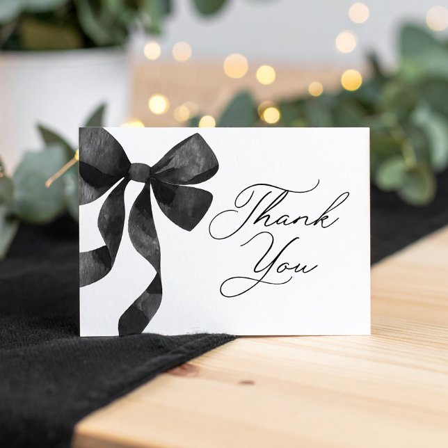 Black Bow Baby Shower Letterpress Thank You Card (Creator Uploaded)