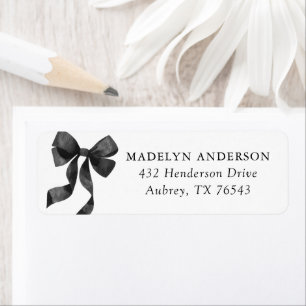 Black Bow Baby Shower Return Address Label