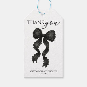 Black Bow Baby Shower Thank You Gift Tags