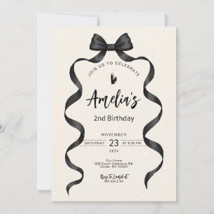 Black Bow Birthday Any Age Invitation