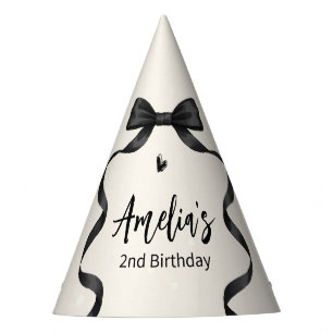 Black Bow Birthday Any Age Party Hat