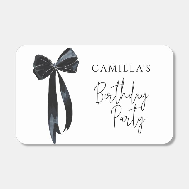 Black Bow Birthday Party Matchboxes (Front)