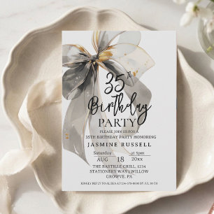 Black Bow Birthday Party Woman Invitation