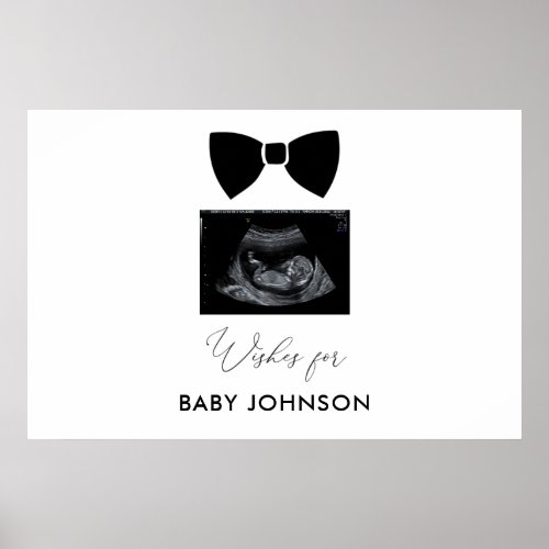 Black Bow Boy Baby Shower Guest Book Sign