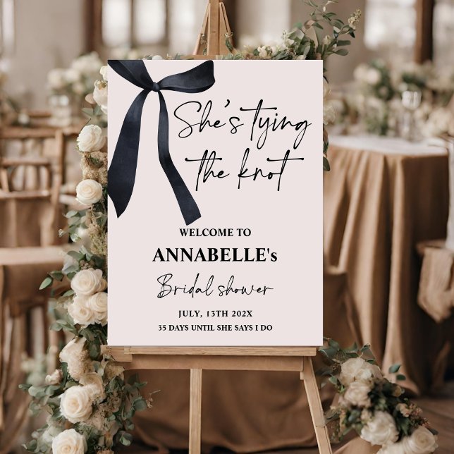Black Bow Bridal She's Tying the Knot Welcome Sign (Creator Uploaded)