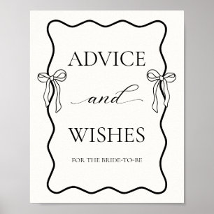 Black Bow Bridal Shower Advice & Wishes Poster