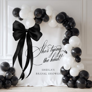 Black Bow Bridal Shower Backdrop Tapestry