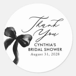 Black Bow Bridal Shower Favors Thank You Classic Round Sticker