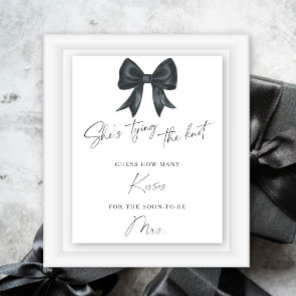 Black bow bridal shower How many kisses Poster