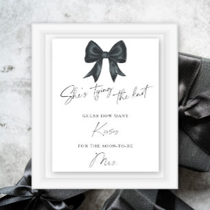 Black bow bridal shower How many kisses Poster