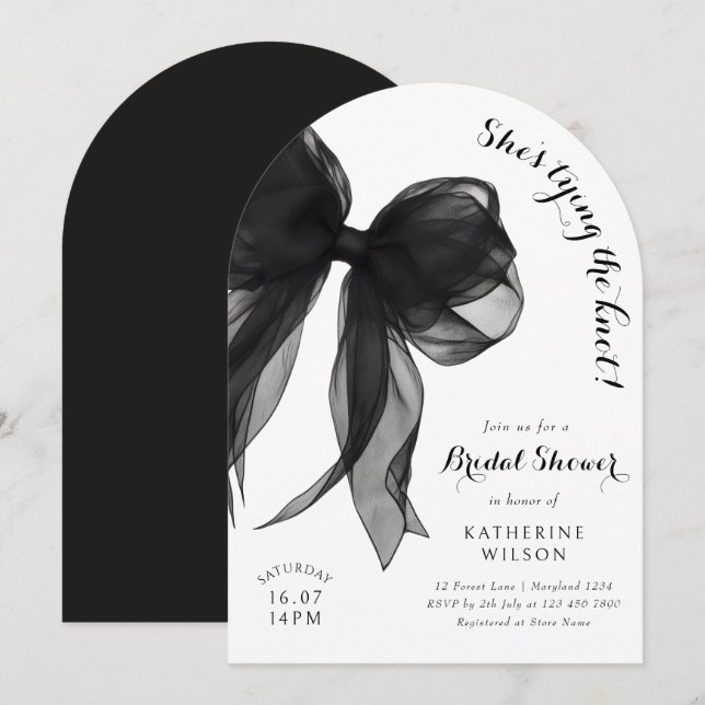 Black Bow Bridal Shower Invitation (Front/Back)