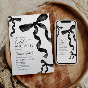 Black Bow Bridal Shower Invitation