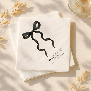 Black Bow Bridal Shower Napkins   Elegant Cocktail