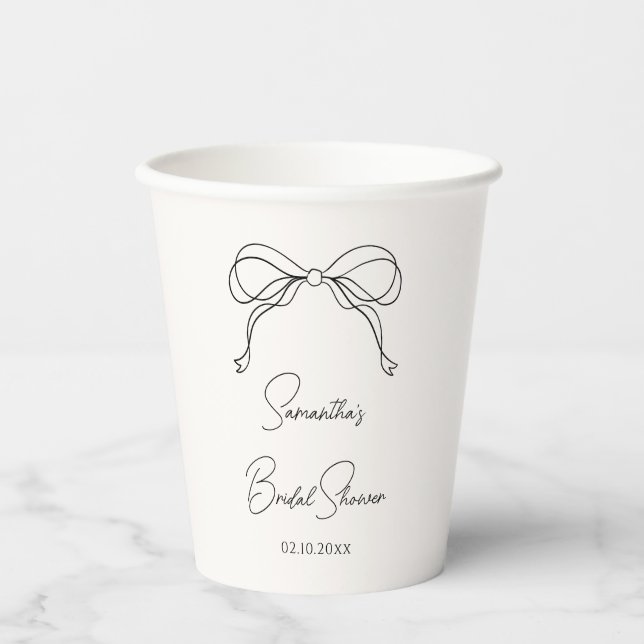 Black Bow Bridal Shower  Paper Cups (Front)