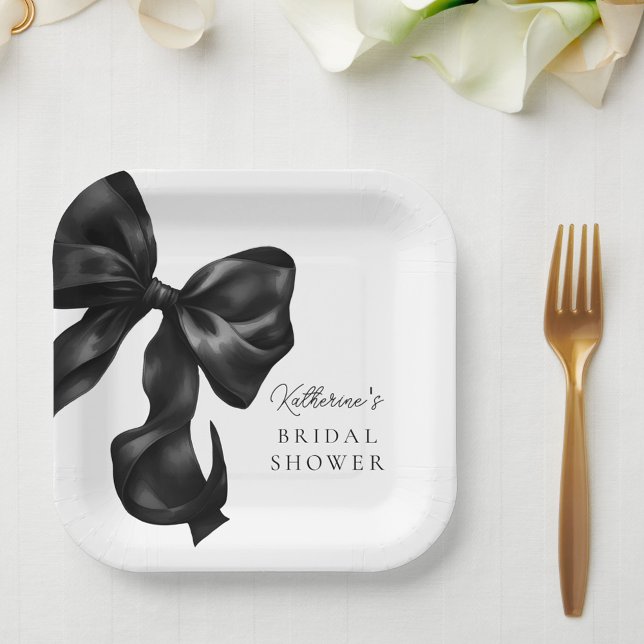 Black Bow Bridal Shower Paper Plates (Creator Uploaded)