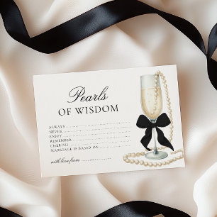 Black Bow Bridal Shower Pearls of Wisdom Game Card
