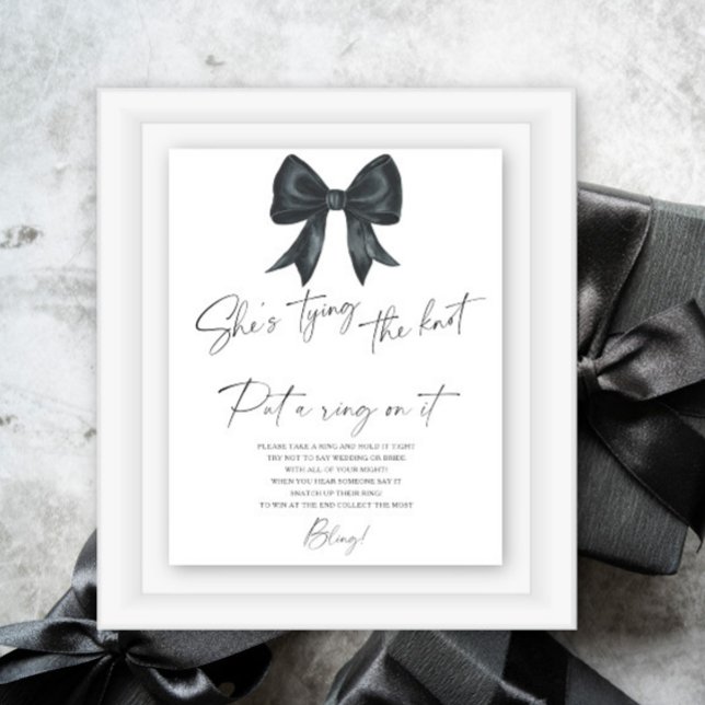 black bow bridal shower Put a ring on it game Poster (Creator Uploaded)