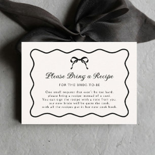 Black Bow Bridal Shower Recipe Request Enclosure Card