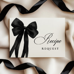 Black Bow Bridal Shower Recipe Request Enclosure Card