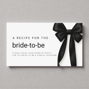 Black Bow Bridal Shower Recipe Share Enclosure Card