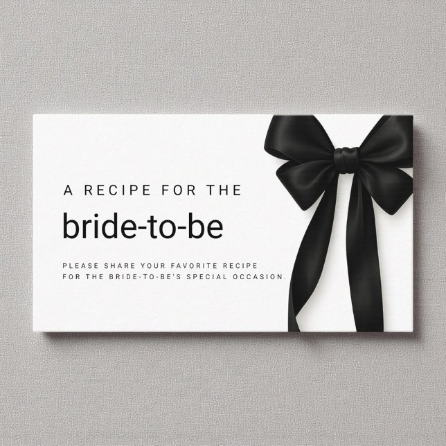 Black Bow Bridal Shower Recipe Share Enclosure Card (Creator Uploaded)