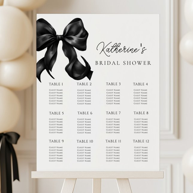 Black Bow Bridal Shower Seating Chart Foam Board (Creator Uploaded)