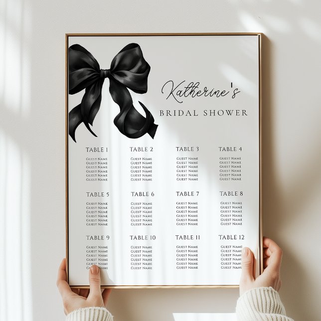 Black Bow Bridal Shower Seating Chart Poster (Creator Uploaded)