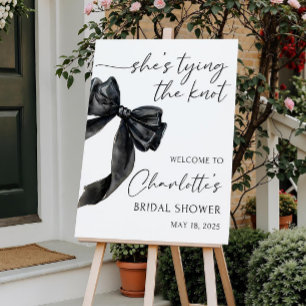 Black Bow Bridal Shower Sign She's Tying the Knot 