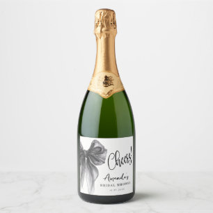 Black Bow Bridal Shower  Sparkling Wine Label