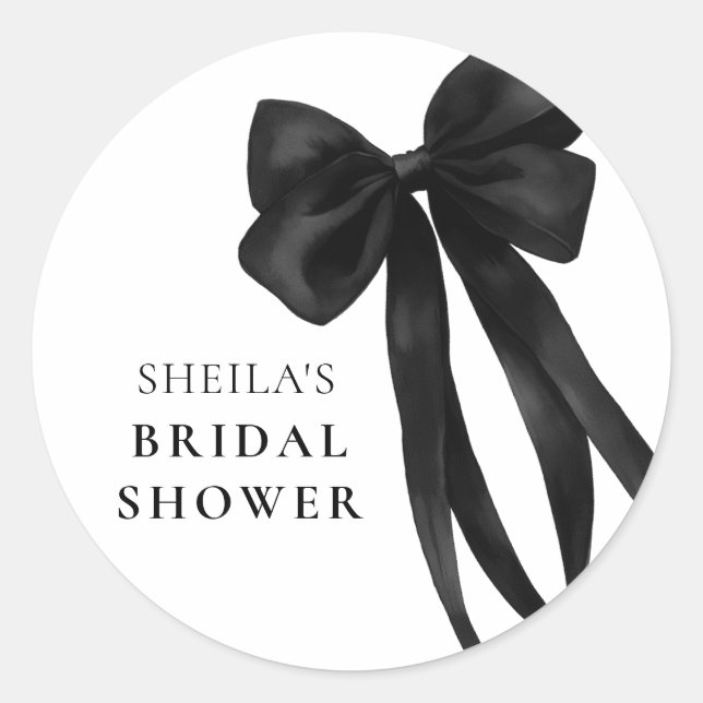 Black Bow Bridal Shower Sticker (Front)