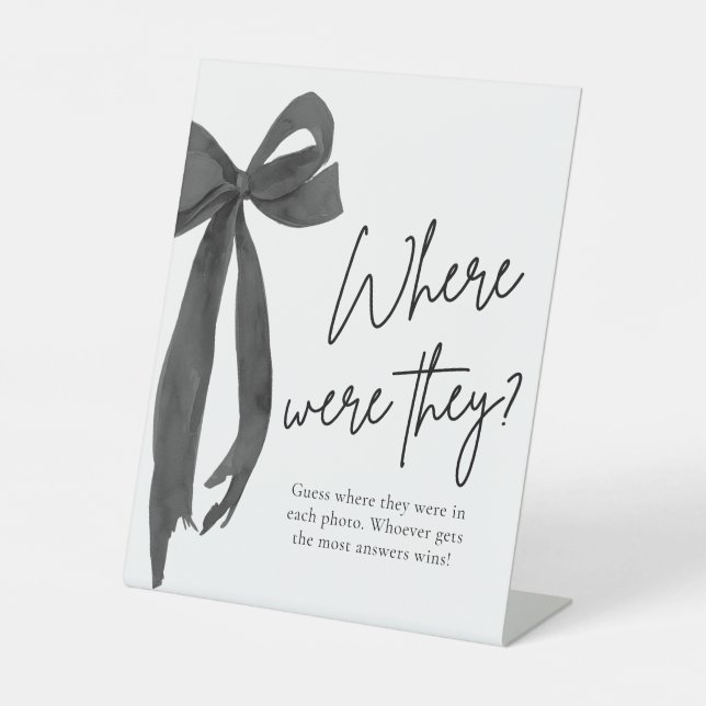 Black Bow Bridal Shower Where were they Game Sign (Front)